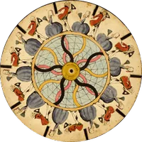 Play this disc — figures around a globe and pinwheel motif.